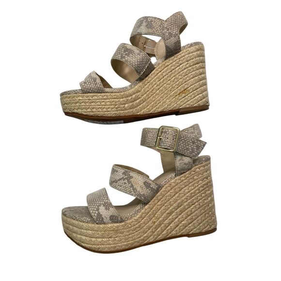 BC Footwear Natural Exotic Wedge Espadrille Sandals Womens 7 Beach Vacation Sexy - Picture 2 of 11